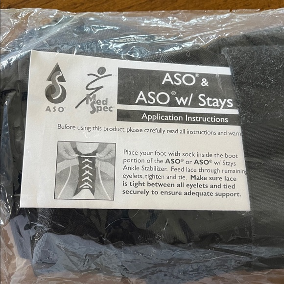 ASO Ankle Stabilizer, Black, Size Medium. No box but in plastic wrap. - Picture 5 of 8